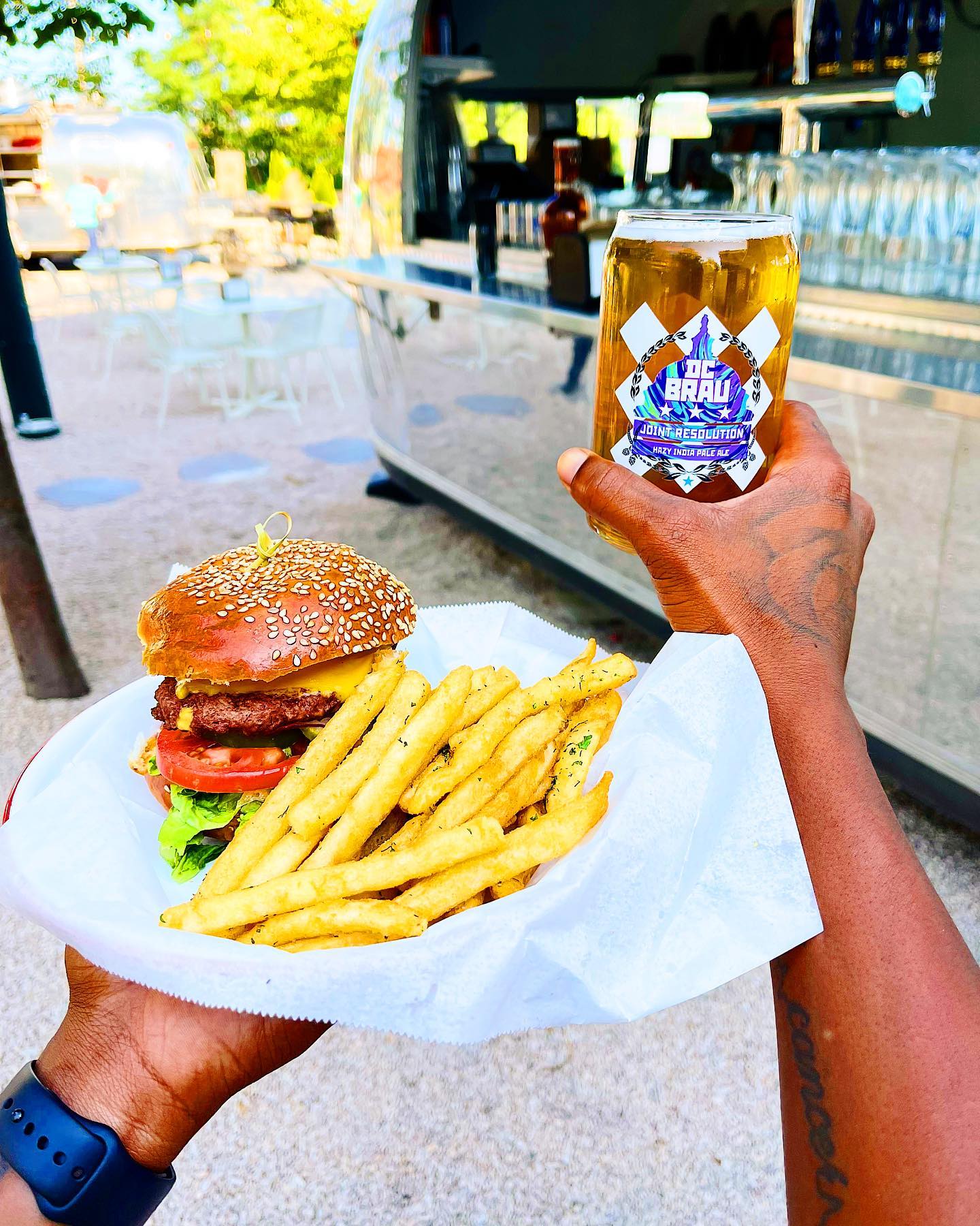 Dacha Beer Garden Navy Yard's beer & burger happy hour combo