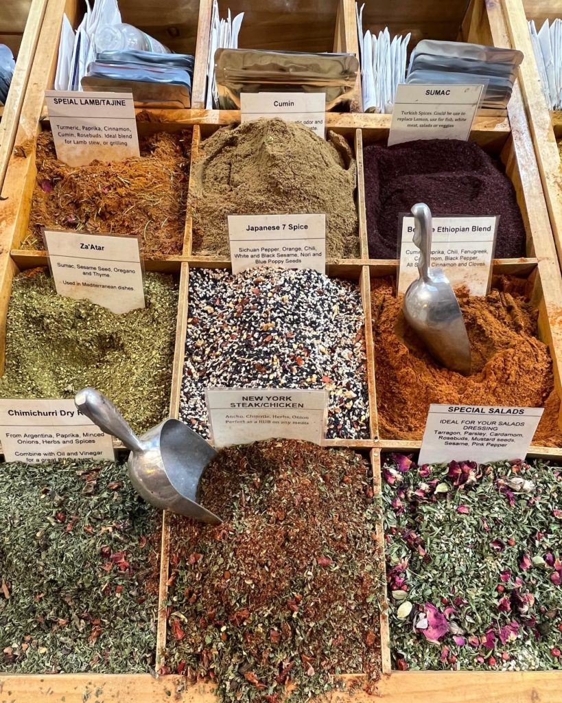 up close shot of spices for sale @ downtown holiday market