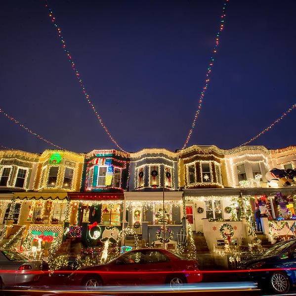 34th Street in Baltimore lit up with Christmas Lights