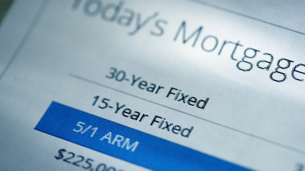 close up of a mortgage interest rate sheet 