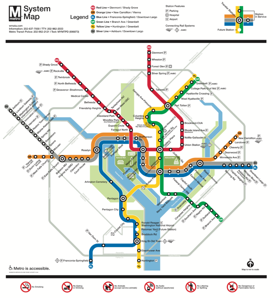 DC Metro's updated system map to include the new Silver Line Extension